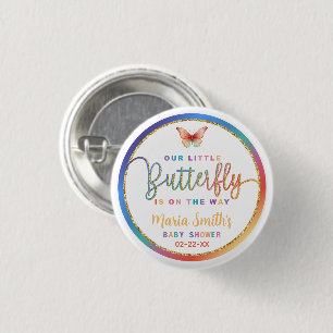 Rainbow Butterfly Baby Showknopf Button
