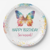 Rainbow Butterfly Birthday Pappteller (Vorderseite)