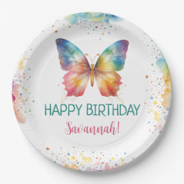 Rainbow Butterfly Birthday Pappteller