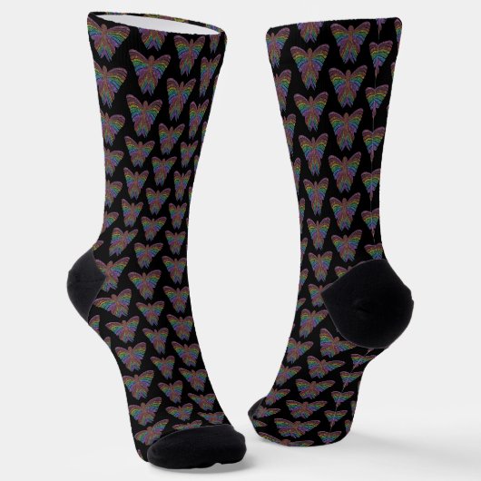Rainbow Butterfly (black) - Premium Socks Socken (Gewinkelt)