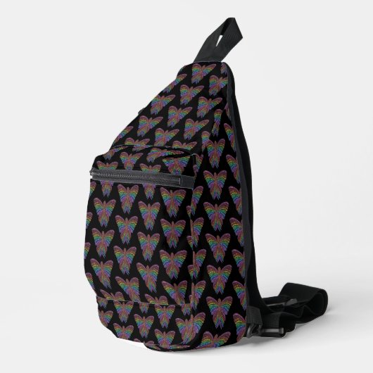 Rainbow Butterfly (black) - Sling Bag (Rechte Ecke)