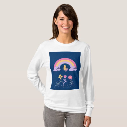 Rainbow Butterfly Blume Cloud T-Shirt (Vorne ganz)