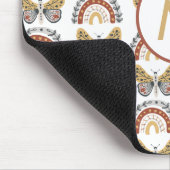 Rainbow Butterfly Boho Pattern Monogram Mousepad (Ecke)