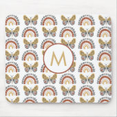 Rainbow Butterfly Boho Pattern Monogram Mousepad (Vorne)