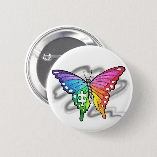 Rainbow Butterfly Button (Vorne & Hinten)