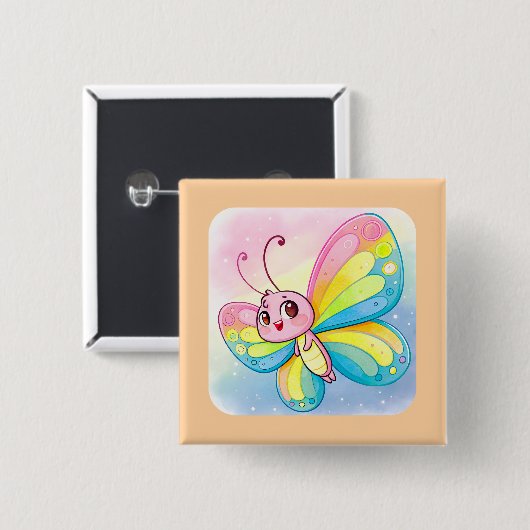 Rainbow Butterfly Button (Vorne & Hinten)