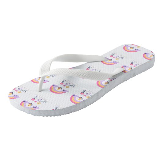 Rainbow Butterfly Cloud-Blume Badesandalen (Schrägansicht)