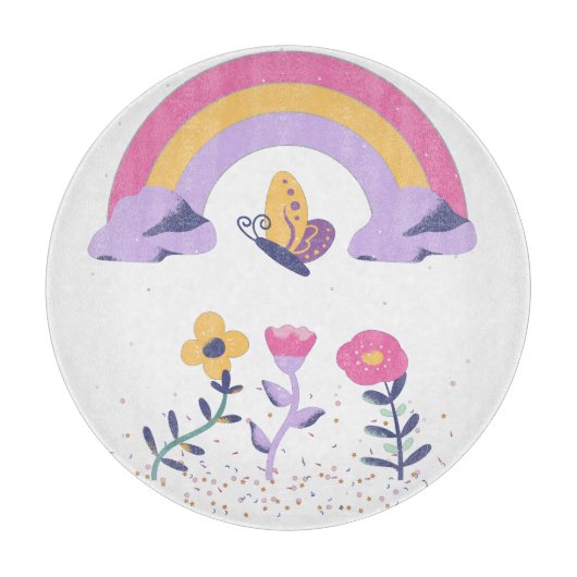 Rainbow Butterfly Cloud-Blume Schneidebrett (Vorderseite)