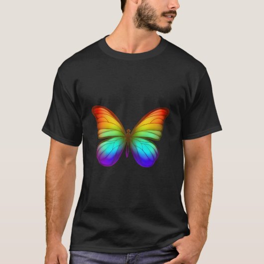 Rainbow Butterfly Colorful Nature Work T-Shirt (Vorderseite)