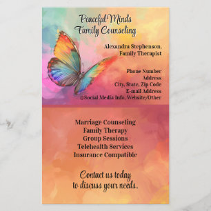 Rainbow Butterfly Counseling Therapie Psychotherap Flyer