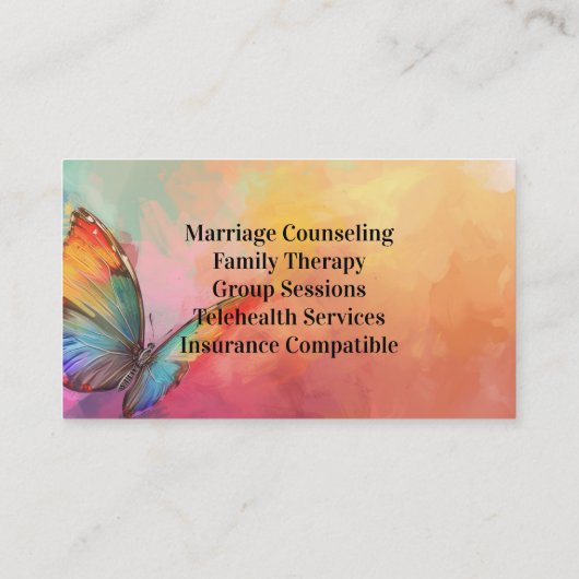 Rainbow Butterfly Counseling Therapie Psychotherap Visitenkarte (Rückseite)