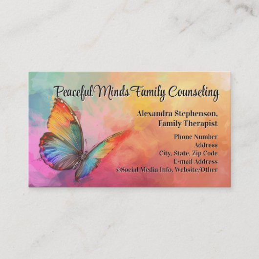 Rainbow Butterfly Counseling Therapie Psychotherap Visitenkarte (Vorderseite)