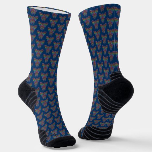 Rainbow Butterfly (dark blue) - Athletic Socks Socken (Gewinkelt)