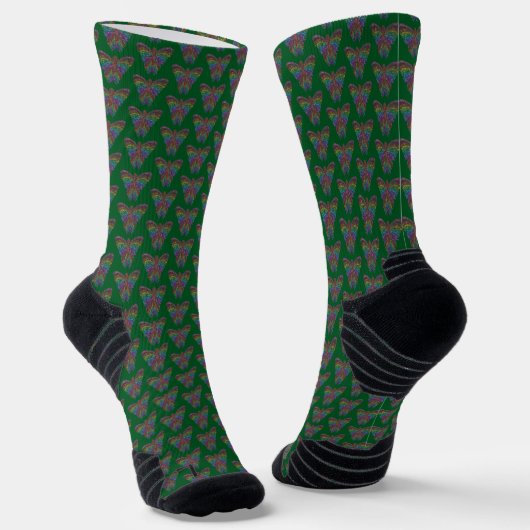 Rainbow Butterfly (dark green) - Athletic Socks Socken (Gewinkelt)