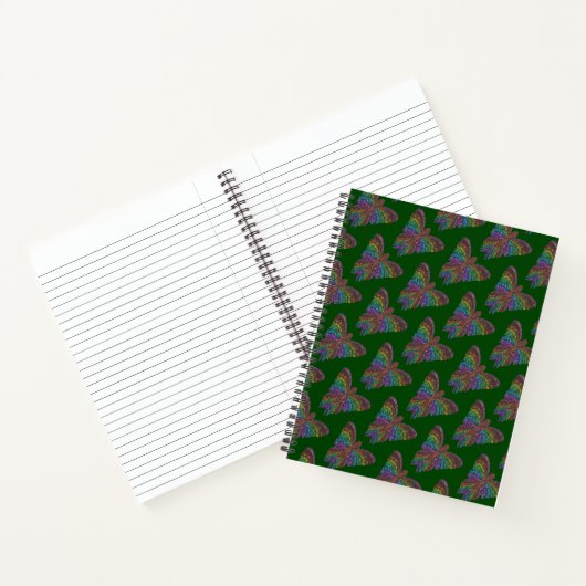 Rainbow Butterfly (dunkelgrün) - Notebook Notizblock (Innenseite)