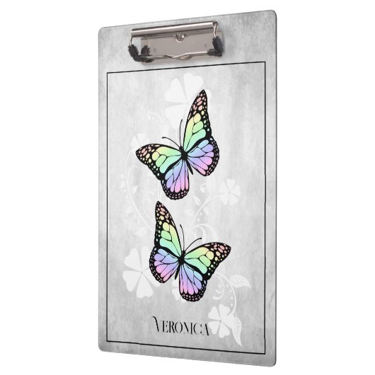 Rainbow Butterfly Floral Clipboard Klemmbrett (Links)