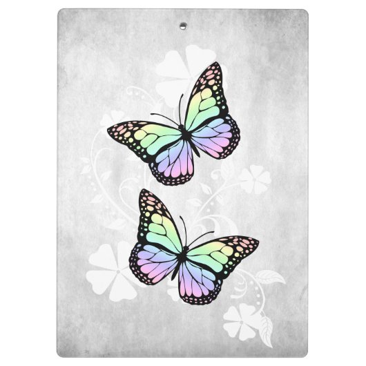 Rainbow Butterfly Floral Clipboard Klemmbrett (Rückseite)