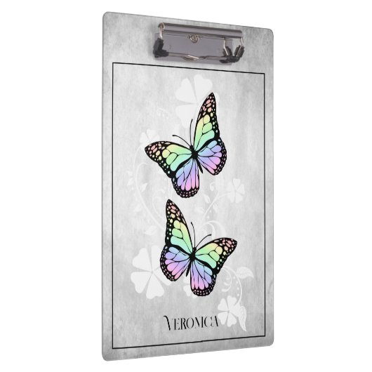 Rainbow Butterfly Floral Clipboard Klemmbrett (Rechts)
