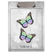 Rainbow Butterfly Floral Clipboard Klemmbrett (Vorderseite)