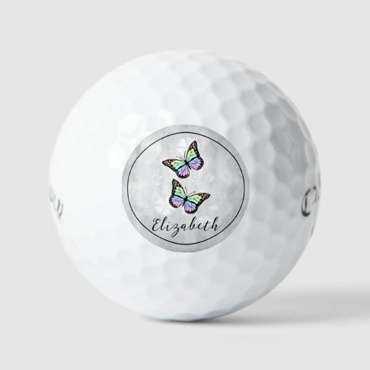 Rainbow Butterfly Floral Golf Balls Golfball (Vorderseite)
