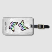 Rainbow Butterfly Floral Luggage Tag Gepäckanhänger (Vorderseite (Horizontal))