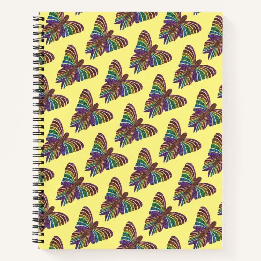 Rainbow Butterfly (gelb) - Notebook Notizblock (Vorderseite)