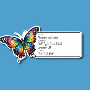 Rainbow Butterfly Gepäckausweis Aufkleber