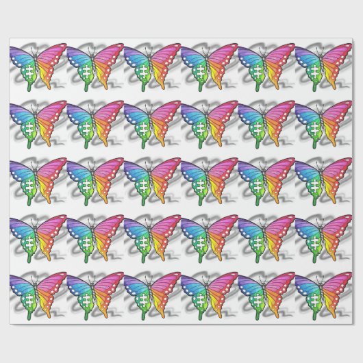 Rainbow Butterfly Geschenkpapier (Flach)