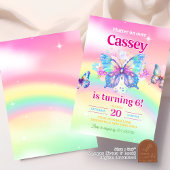 Rainbow Butterfly Girl Birthday Einladung