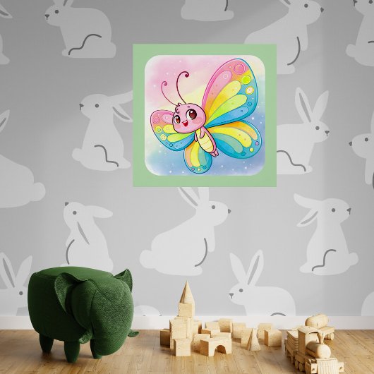 Rainbow Butterfly Glossy Poster