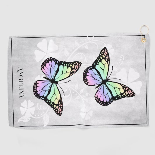 Rainbow Butterfly Golf Handtuch (Horizontal)