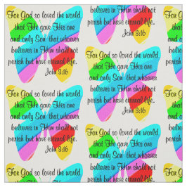 RAINBOW BUTTERFLY JOHN 3:16 SCRIPTURE FABRIC STOFF