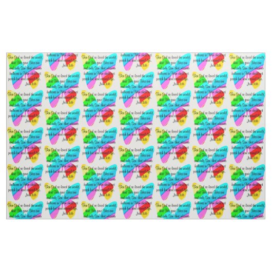 RAINBOW BUTTERFLY JOHN 3:16 SCRIPTURE FABRIC STOFF (Fat Quarter (45,7 x 55,9 cm))
