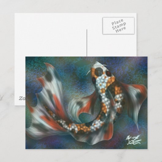 Rainbow Butterfly Koi Postkarte (Vorne/Hinten)