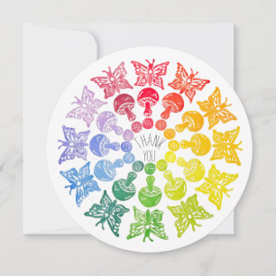 Rainbow Butterfly Mushroom Danke Karte Leere