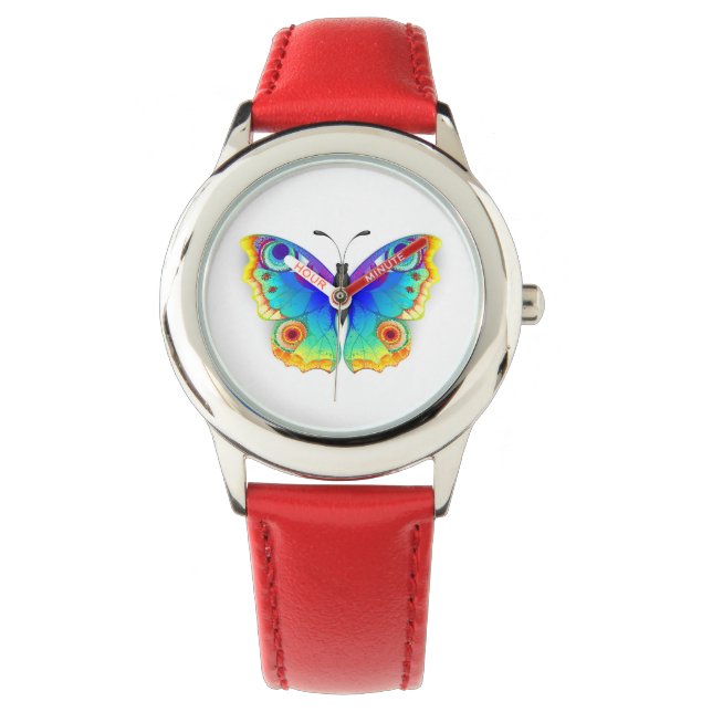 Rainbow Butterfly Peacock Eye Armbanduhr (Vorderseite)