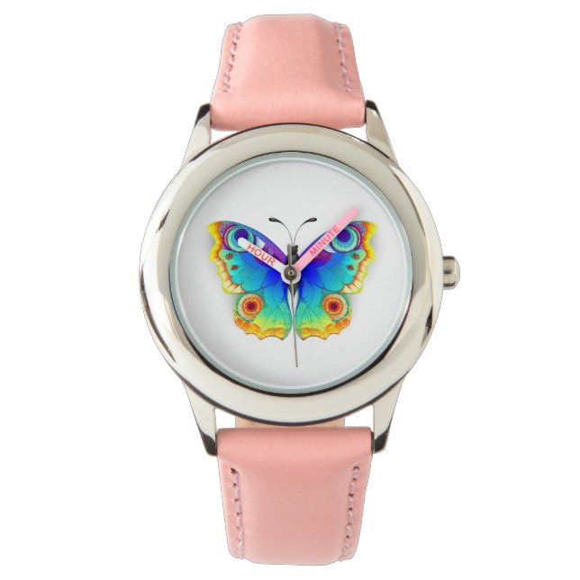 Rainbow Butterfly Peacock Eye Armbanduhr (Vorderseite)