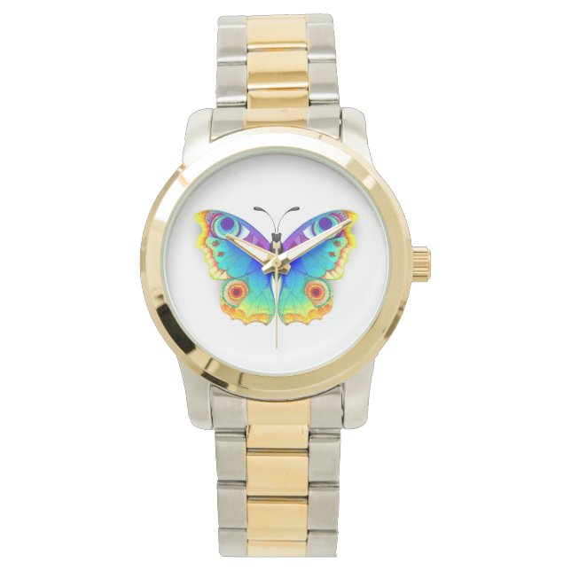 Rainbow Butterfly Peacock Eye Armbanduhr (Vorderseite)