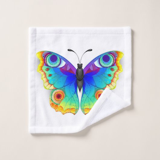 Rainbow Butterfly Peacock Eye Badhandtuch Set (Waschlappen)
