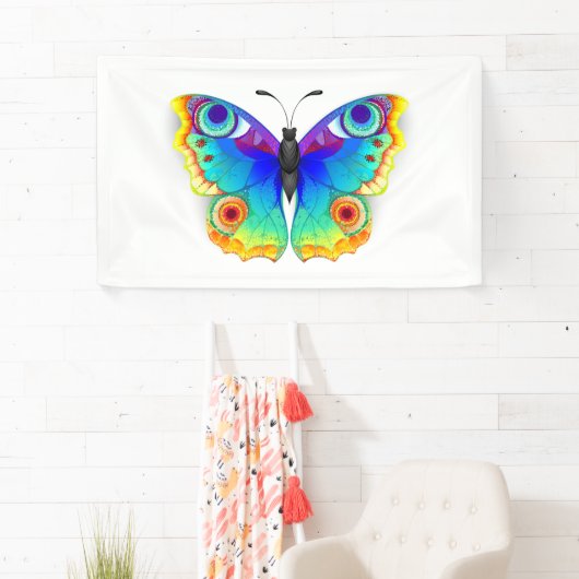 Rainbow Butterfly Peacock Eye Banner (Insitu)