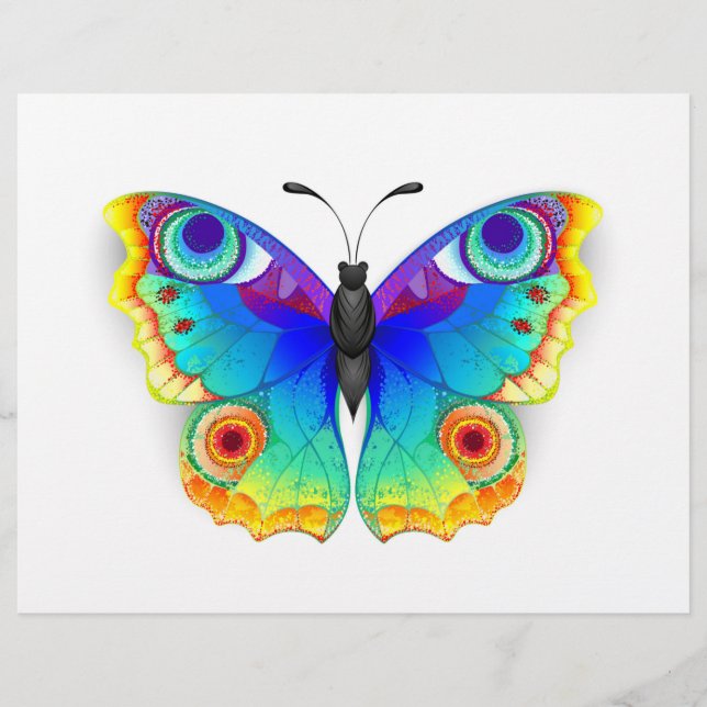 Rainbow Butterfly Peacock Eye Briefbogen (Vorderseite)