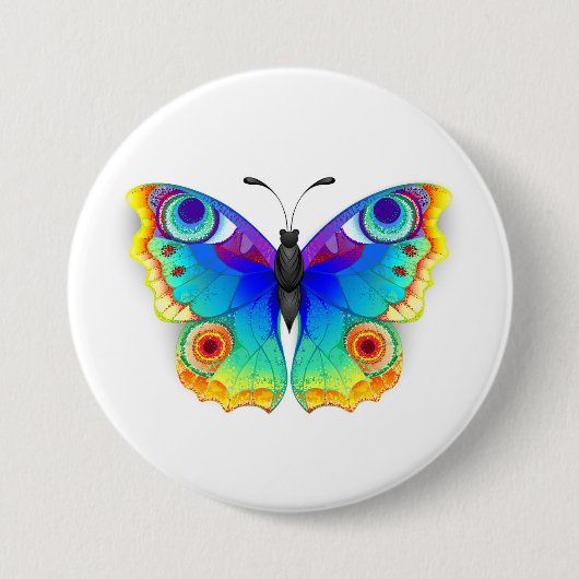 Rainbow Butterfly Peacock Eye Button (Vorderseite)