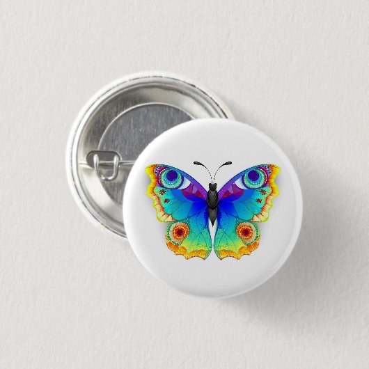 Rainbow Butterfly Peacock Eye Button (Vorne & Hinten)