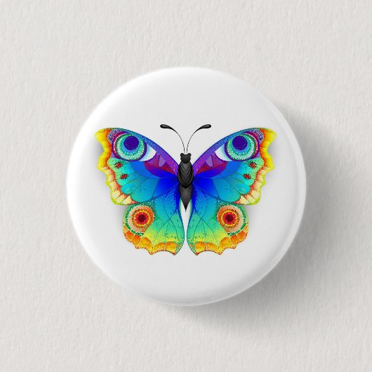 Rainbow Butterfly Peacock Eye Button (Vorderseite)