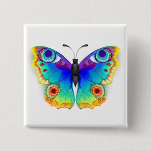 Rainbow Butterfly Peacock Eye Button