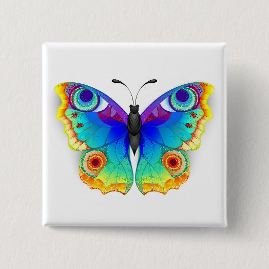 Rainbow Butterfly Peacock Eye Button (Vorderseite)