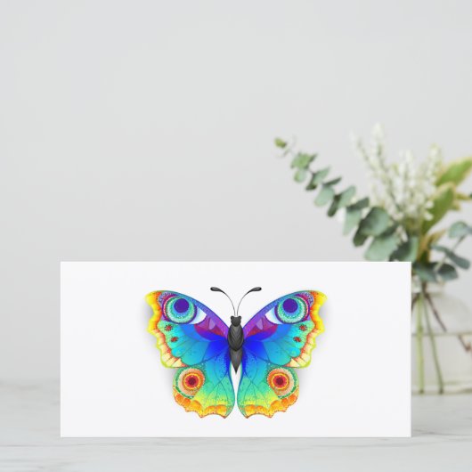 Rainbow Butterfly Peacock Eye Dankeskarte (Stehend Vorderseite)