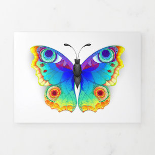Rainbow Butterfly Peacock Eye Dreifach Gefaltete Einladung