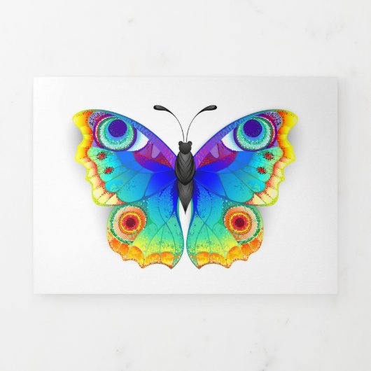 Rainbow Butterfly Peacock Eye Dreifach-gefaltete Programmkarte (Cover)