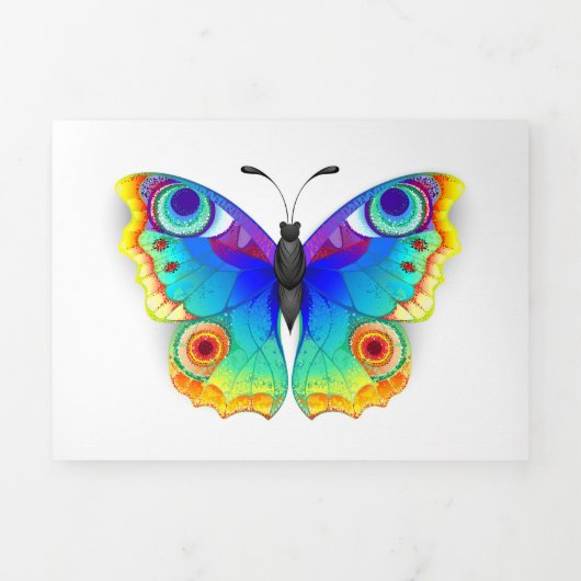 Rainbow Butterfly Peacock Eye Dreifach Gefaltete Urlaubskarte (Cover)